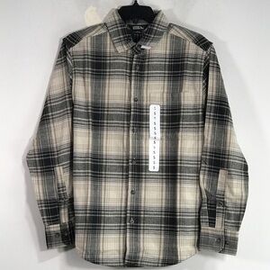 Eddie Bauer Flannel Long Sleeve Button Flannel, Men's Size S - Green/Cream